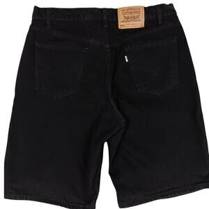 Levis 550 Vintage Denim Shorts Mens 35X10 Black Loose White Tab 90s Skater Wide